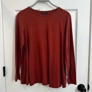 Eileen Fisher Red Rust Viscose Long Sleeve Casual Shirt size small